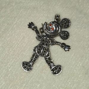 Vintage Minnie Mouse Silver/Marcasite/Garnet Pendant Pin